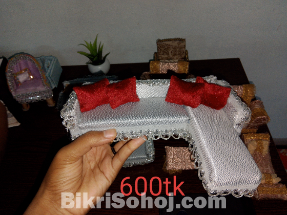 হ্যান্ডমেড মিনিয়েচার সোফা সেট | ডলহাউস ফার্নিচার